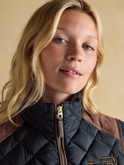 Joules Official Burghley Navy Showerproof Diamond Quilted Gilet - Image 6 of 13