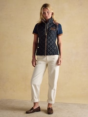 Joules Official Burghley Navy Showerproof Diamond Quilted Gilet - Image 7 of 13