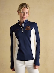 Joules Official Burghley Navy 1/4 Zip Long Sleeve Top - Image 1 of 10
