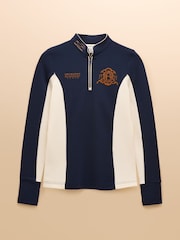 Joules Official Burghley Navy 1/4 Zip Long Sleeve Top - Image 10 of 10