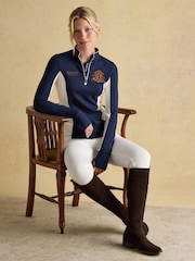 Joules Official Burghley Navy 1/4 Zip Long Sleeve Top - Image 9 of 10