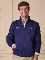 Joules Official Burghley Navy 1/4 Zip Long Sleeve Sweatshirt - Image 1 of 4