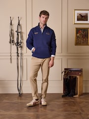Joules Official Burghley Navy 1/4 Zip Long Sleeve Sweatshirt - Image 2 of 4