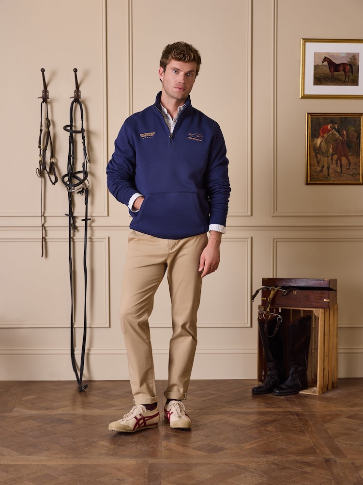 Joules Official Burghley Navy 1/4 Zip Long Sleeve Sweatshirt - Image 2 of 4