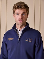 Joules Official Burghley Navy 1/4 Zip Long Sleeve Sweatshirt - Image 4 of 4