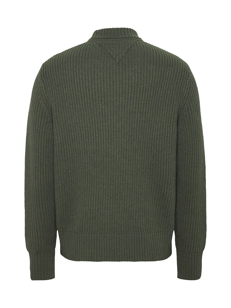 Tommy Jeans Green Regular Fit Badge Crew Neck Jumper - Image 3 of 4