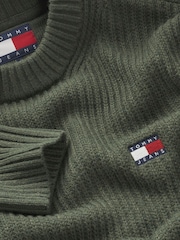 Tommy Jeans Green Regular Fit Badge Crew Neck Jumper - Image 4 of 4