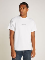 Tommy Jeans White Relaxed Linear Logo 100% Cotton T-Shirt - Image 1 of 7