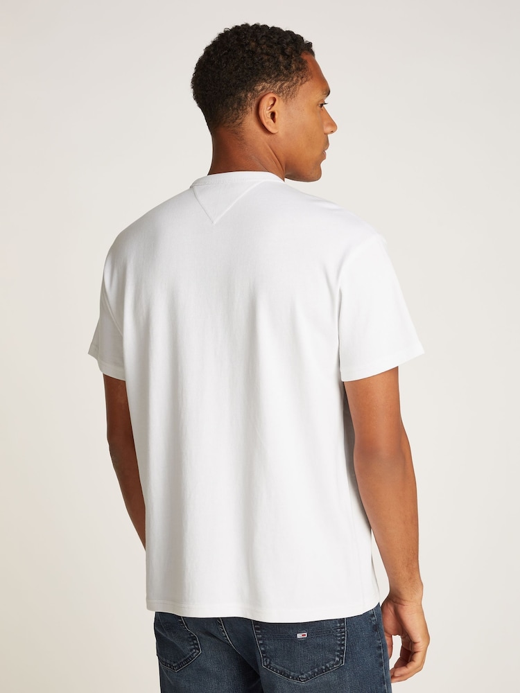 Tommy Jeans White Relaxed Linear Logo 100% Cotton T-Shirt - Image 2 of 7