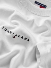 Tommy Jeans White Relaxed Linear Logo 100% Cotton T-Shirt - Image 7 of 7