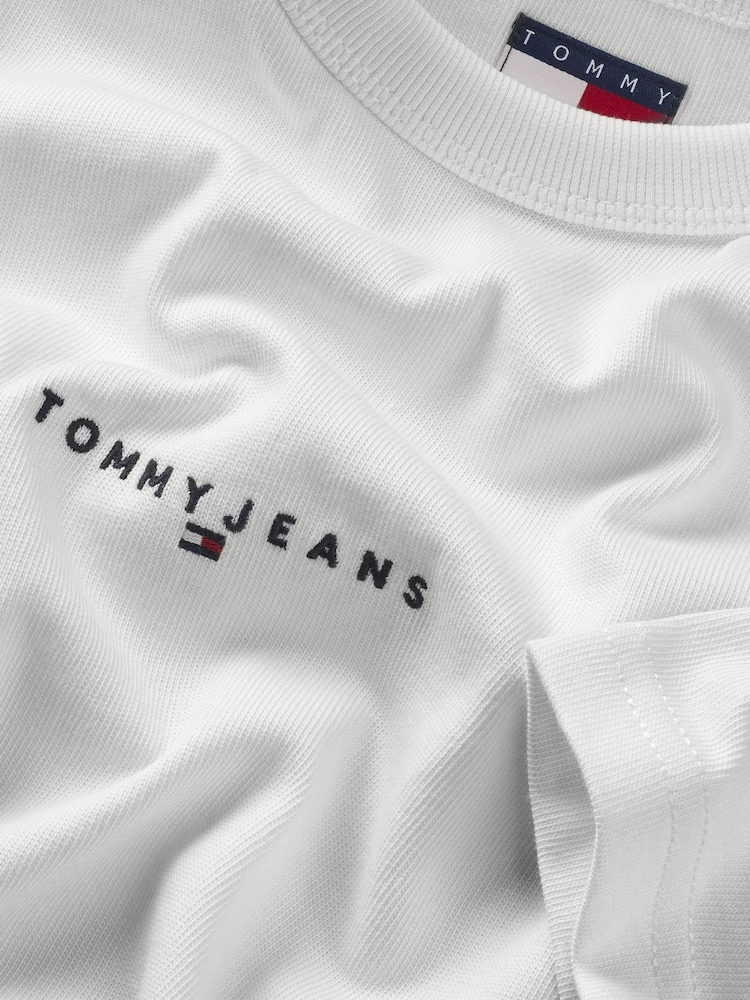 Tommy Jeans White Relaxed Linear Logo 100% Cotton T-Shirt - Image 7 of 7