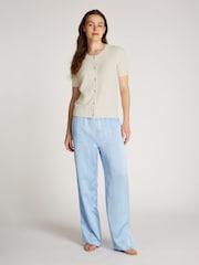 Tommy Hilfiger Natural Short Sleeve Cable Crew Neck Cardigan - Image 3 of 6
