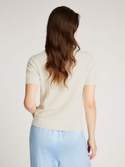 Tommy Hilfiger Natural Short Sleeve Cable Crew Neck Cardigan - Image 4 of 6