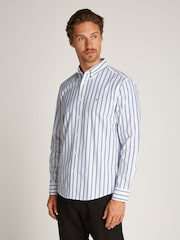 Tommy Hilfiger Regular Fit Flex 100% Cotton Poplin Nautical Stripe Shirt - Imagen 1 de 6