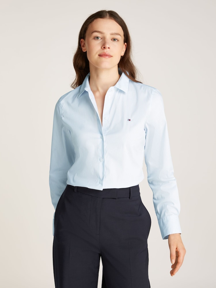 Tommy Hilfiger Blue Regular Fit Essential Poplin Shirt - Image 1 of 6