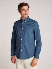 Tommy Hilfiger Blue Regular Fit Flex 100% Cotton Poplin Shirt - Image 1 of 6