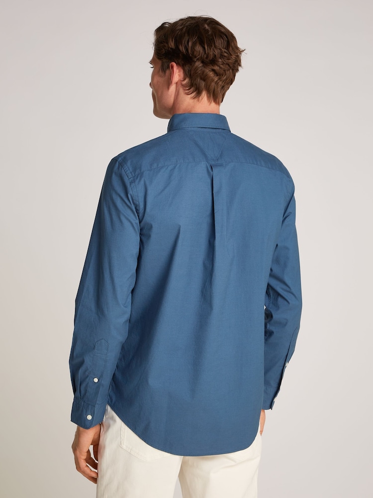 Tommy Hilfiger Blue Regular Fit Flex 100% Cotton Poplin Shirt - Image 2 of 6