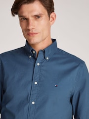 Tommy Hilfiger Blue Regular Fit Flex 100% Cotton Poplin Shirt - Image 3 of 6