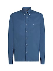 Tommy Hilfiger Blue Regular Fit Flex 100% Cotton Poplin Shirt - Image 5 of 6