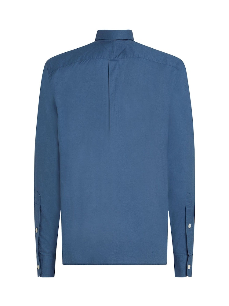 Tommy Hilfiger Blue Regular Fit Flex 100% Cotton Poplin Shirt - Image 6 of 6