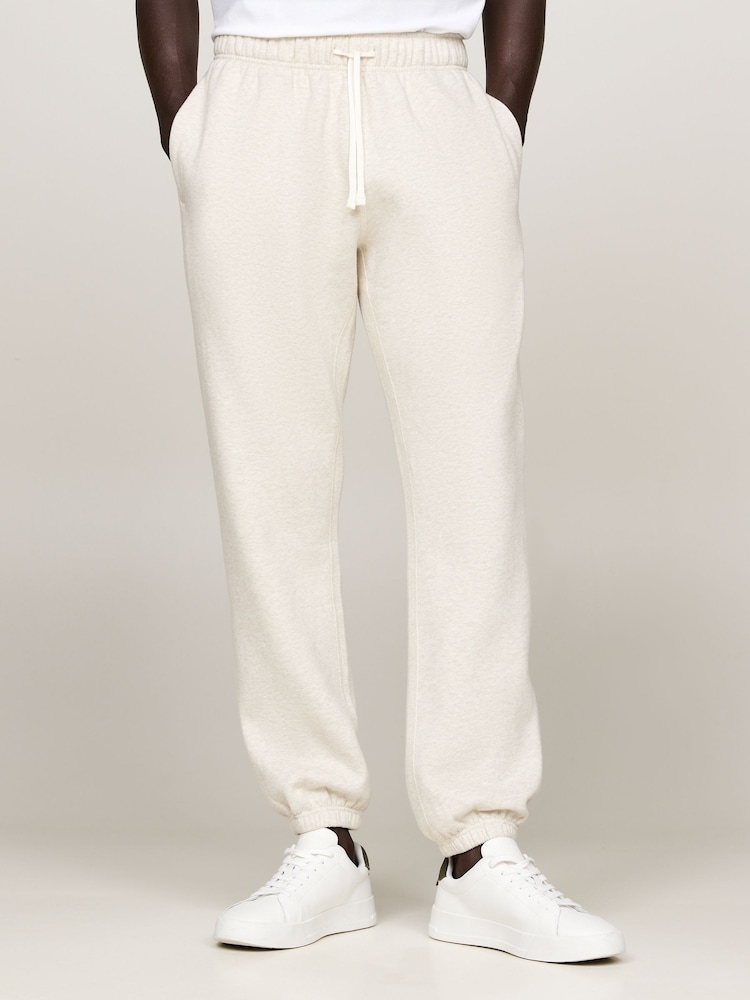 Tommy Hilfiger White Essential Fleece Joggers With Cuffs - Image 1 of 6