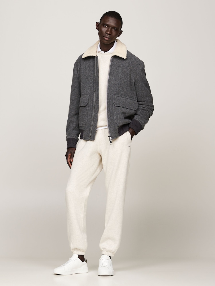 Tommy Hilfiger White Essential Fleece Joggers With Cuffs - Image 2 of 6