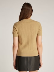 Tommy Hilfiger Natural Short Sleeve Cable Crew Neck Cardigan - Image 2 of 6