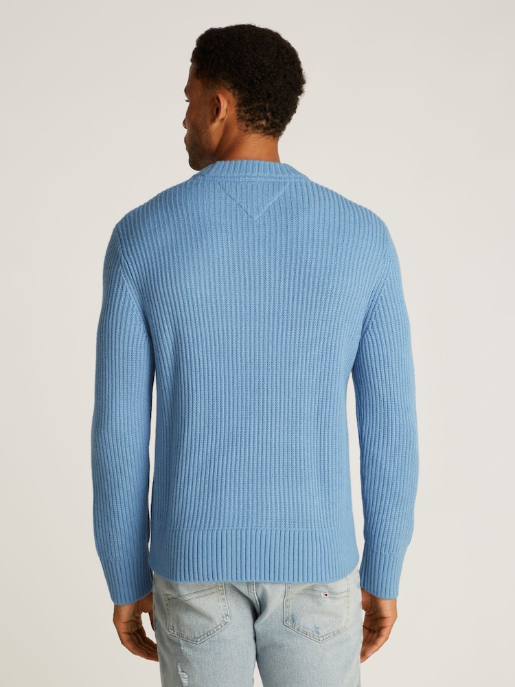 Tommy Jeans Blue Regular Fit Badge Crew Neck Jumper - Image 2 of 7