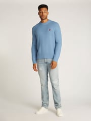 Tommy Jeans Blue Regular Fit Badge Crew Neck Jumper - Image 3 of 7