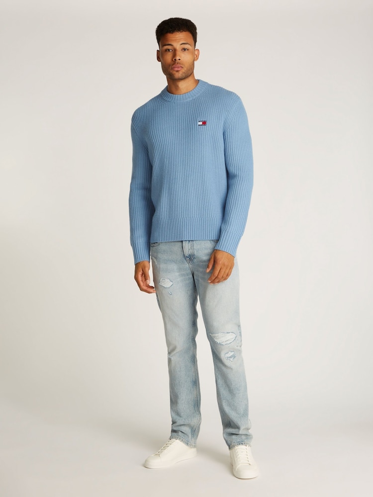 Niebieski - Sweter Tommy Jeans o regularnym kroju z okrągłym dekoltem i naszywką - Image 3 of 7