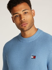 Tommy Jeans Blue Regular Fit Badge Crew Neck Jumper - Image 4 of 7