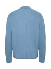 Tommy Jeans Blue Regular Fit Badge Crew Neck Jumper - Image 5 of 7
