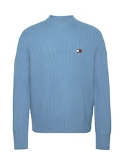 Tommy Jeans Blue Regular Fit Badge Crew Neck Jumper - Image 6 of 7