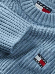 Tommy Jeans Blue Regular Fit Badge Crew Neck Jumper - Image 7 of 7
