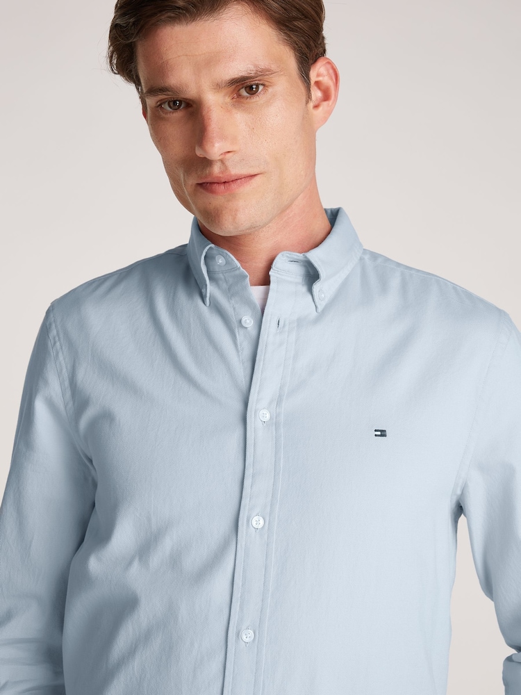Tommy Hilfiger Blue Flex Slim Fit Dobby Shirt - Image 3 of 6