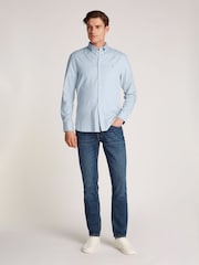 Tommy Hilfiger Blue Slim Flex 100% Cotton Dobby Shirt - Image 4 of 6