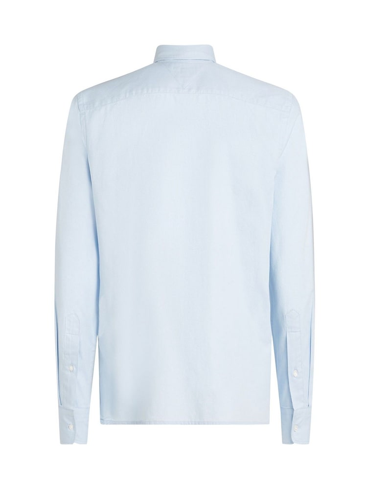 Tommy Hilfiger Blue Slim Flex 100% Cotton Dobby Shirt - Image 6 of 6