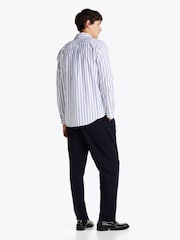 Tommy Hilfiger Blue Regular Fit Flex 100% Cotton Poplin Nautical Stripe Shirt - Image 2 of 4