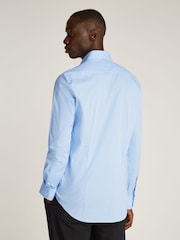 Tommy Hilfiger Blue Slim Flex Stretch Cotton Poplin Shirt - Image 2 of 6