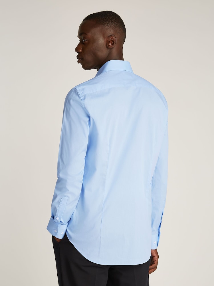 Tommy Hilfiger Blue Slim Flex Stretch Cotton Poplin Shirt - Image 2 of 6
