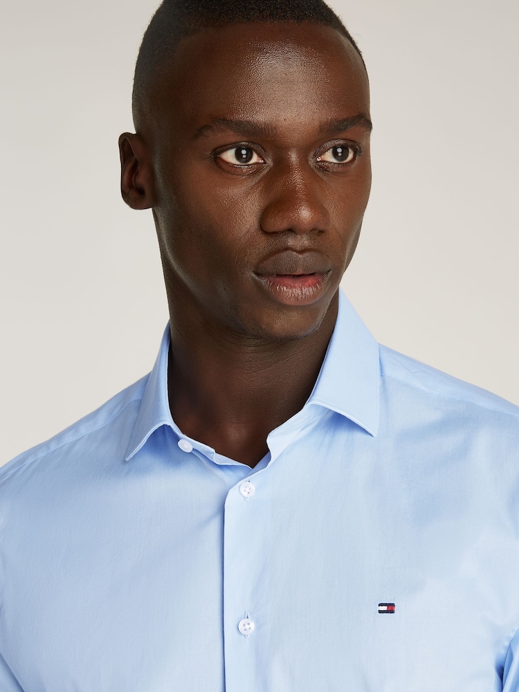 Tommy Hilfiger Blue Slim Flex Stretch Cotton Poplin Shirt - Image 3 of 6