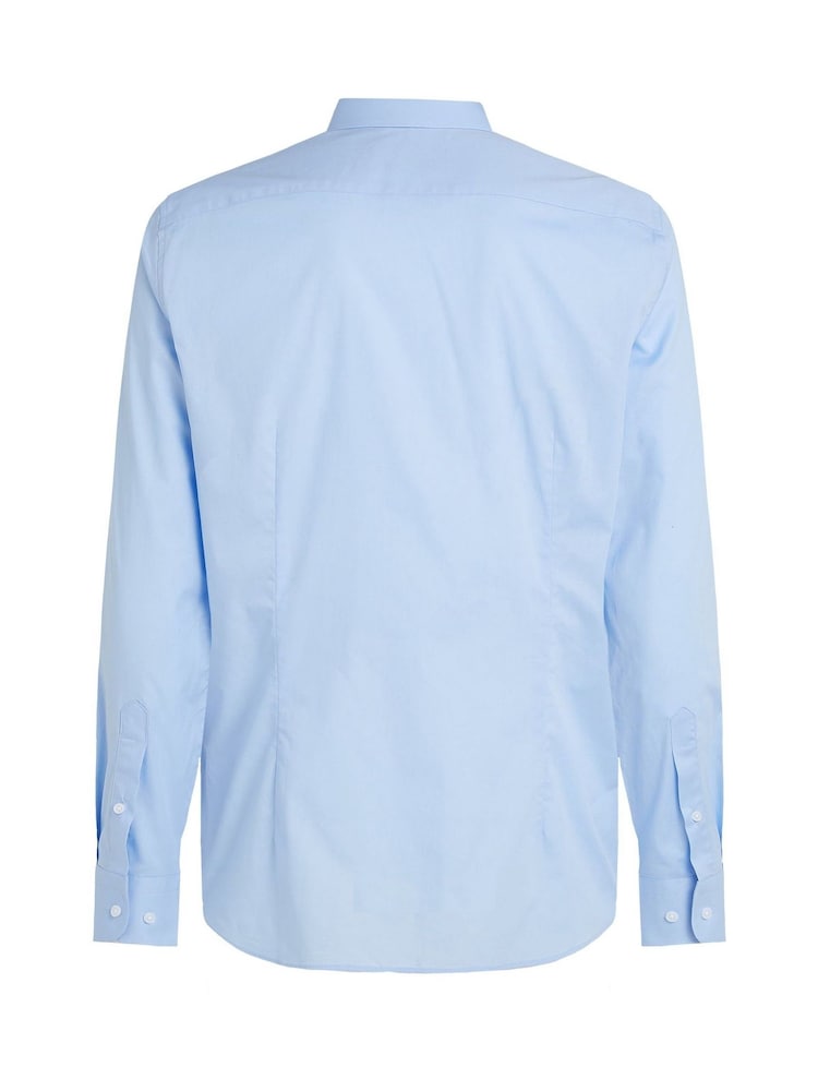 Tommy Hilfiger Blue Slim Flex Stretch Cotton Poplin Shirt - Image 5 of 6