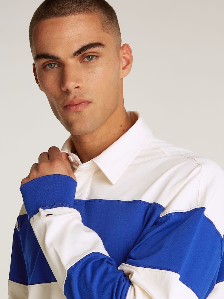 Tommy Hilfiger Blue Blocking Rugby 100% Cotton Shirt - Image 3 of 6