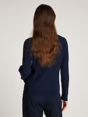 Albastru - Tommy Hilfiger Cable V-Neck Jumper - Image 2 of 6