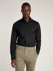 Tommy Hilfiger Black Slim Flex Stretch Cotton Poplin Shirt - Image 1 of 1