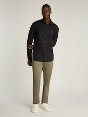 Tommy Hilfiger Black Slim Flex Stretch Cotton Poplin Shirt - Image 3 of 7