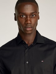 Tommy Hilfiger Black Slim Flex Stretch Cotton Poplin Shirt - Image 4 of 7