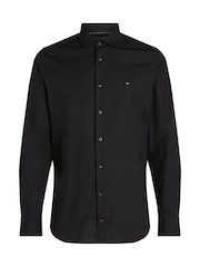 Tommy Hilfiger Black Slim Flex Stretch Cotton Poplin Shirt - Image 5 of 7
