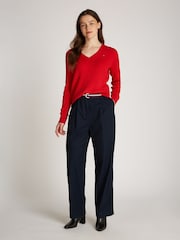 Roșu - Tommy Hilfiger Cable V-Neck Jumper - Image 4 of 6