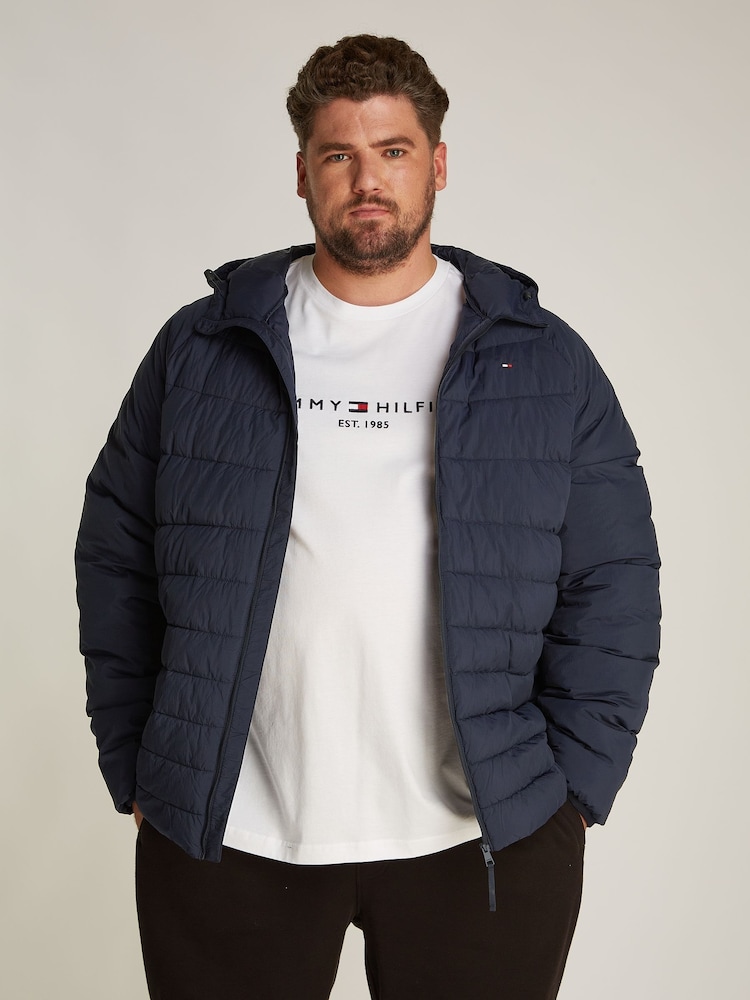 Tommy Hilfiger Blue Plus Quilted Hooded Jacket - Image 1 of 6